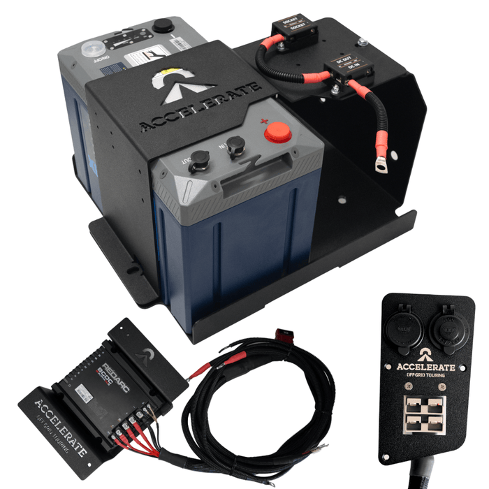 Accelerate Off-Grid Touring DIY Kits 100Ah Invicta Xero / Redarc Alpha (25A) - Solar Through Grille / Socket Bank 1 Dual Battery - LC300 Series - Under Bonnet - With Jumpstart Feature