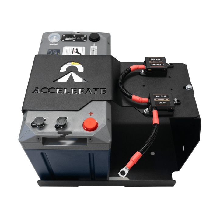 Accelerate Off-Grid Touring DIY Kits 100Ah Invicta Xero / RedArc Classic (25A) - Solar Through Grille / Socket Bank 1 Dual Battery - LC300 Series - Under Bonnet