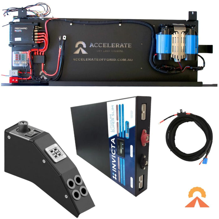 Accelerate Off-Grid Touring DIY Kits Dual Battery – 79 Series LandCruiser – 100Ah Behind Seat - With Air Compressor