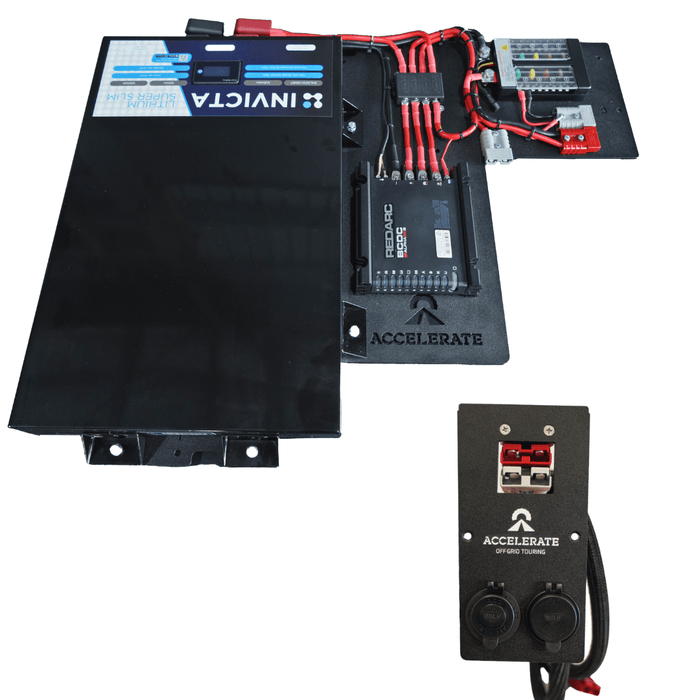 Accelerate Off-Grid Touring DIY Kits Invicta Super Slim 100Ah Lithium - OUT OF STOCK / REDARC Classic 25amp / Socket Bank 1 - Passenger Dual Battery - Prado LC250 Series - Under Floor