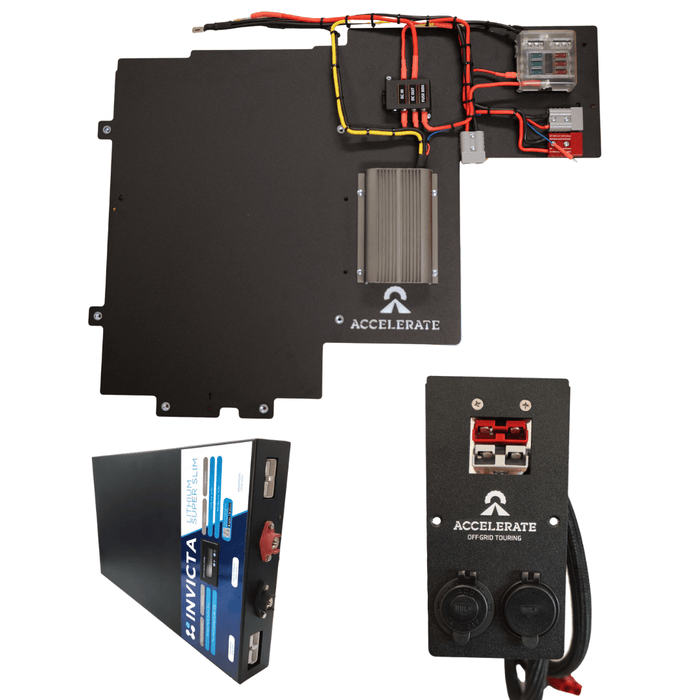 Accelerate Off-Grid Touring DIY Kits Invicta Super Slim 100Ah Lithium - OUT OF STOCK / REDARC Core 25amp / Socket Bank 1 - Passenger Dual Battery - Prado LC250 Series - Under Floor