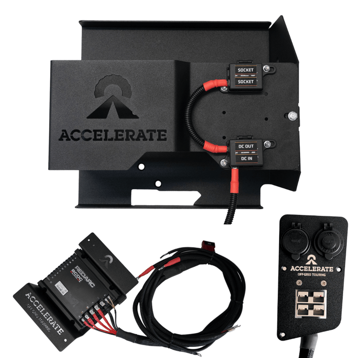 Accelerate Off-Grid Touring DIY Kits No Battery / Redarc Alpha (25A) - Solar Through Grille / Socket Bank 1 Dual Battery - LC300 Series - Under Bonnet - With Jumpstart Feature