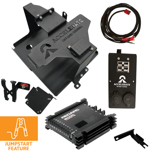 Accelerate Off-Grid Touring DIY Kits No Battery / Socket Bank 1 - Passenger Dual Battery - Prado 250 Series - Under Bonnet - Jumpstart Feature