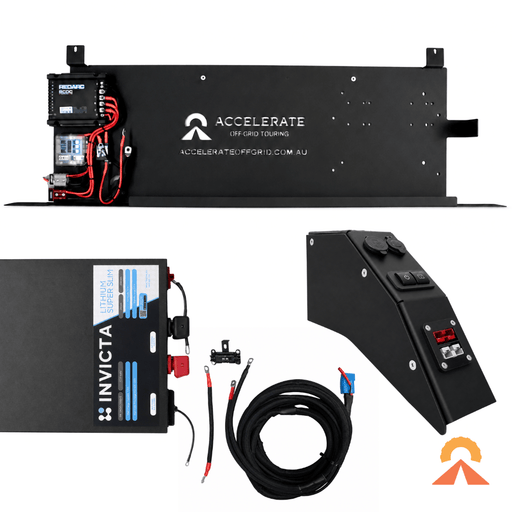 Accelerate Off-Grid Touring Dual Battery - Behind Seat 100Ah Invicta Superslime / Alpha 25A / Yes - Passenger Side Dual Battery – 79 Series LandCruiser – 100/200Ah Behind Seat - With Jumpstart Feature