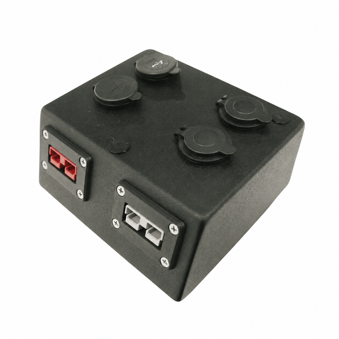 Accelerate Off-Grid Touring Socket Banks 2 x 12v + 2 x USB A/C + 2 x Grey Andersons / No Universal Socket Box with Solar - Universal Mount