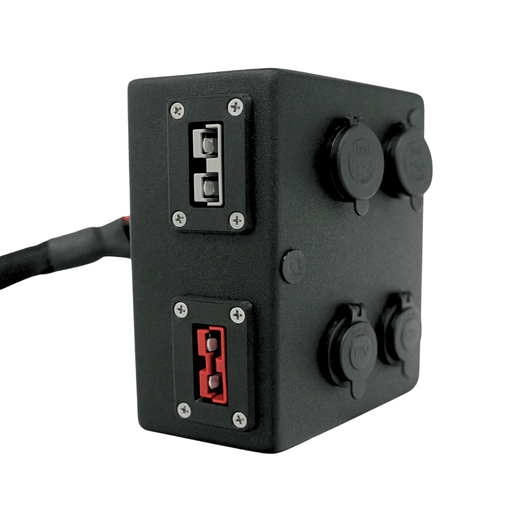 Accelerate Off-Grid Touring Socket Banks 2 x 12v + 2 x USB A/C + 2 x Grey Andersons / Yes - 30cm Tail Universal Socket Box with Solar - Universal Mount