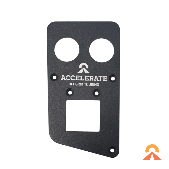 Powder-coated alloy LC300 rear socket panel with etched Accelerate logo