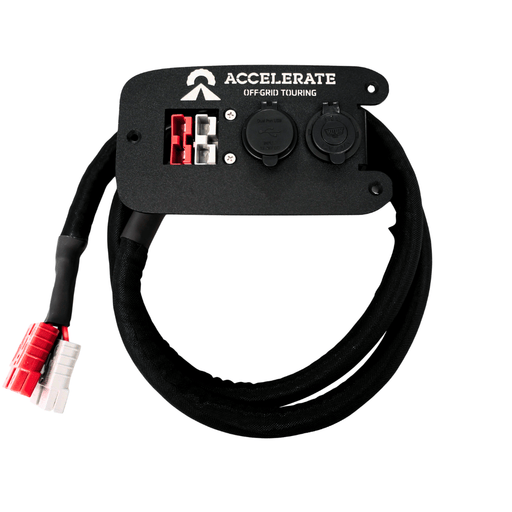 Accelerate Off-Grid Touring Socket Banks USB A/C + 12V Socket + 1 Grey + 1 Red Ando - SB1 / Yes - 1.5m Wiring Harness Socket Bank - Isuzu MUX - Rear Cup Holder