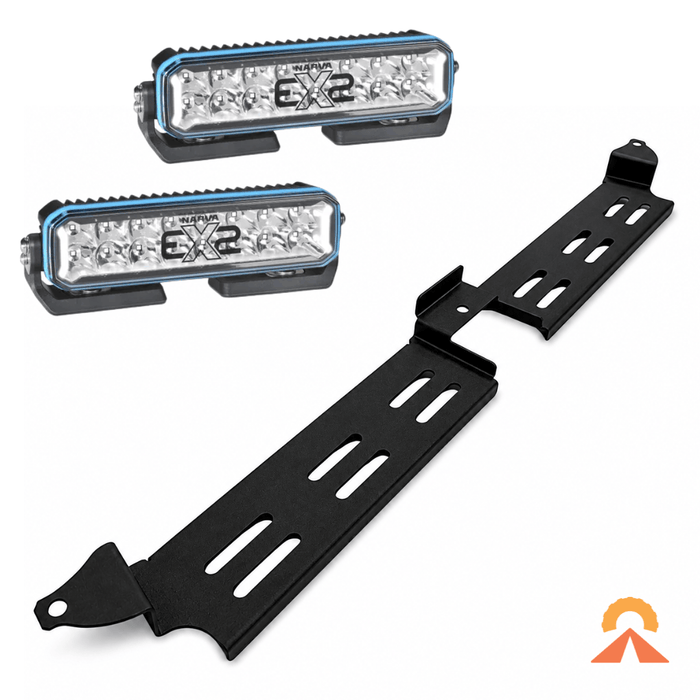 Accelerate Off-Grid Touring Spotlight Mount Narva 10" EX2-R Light Bar Double Row x 2 Lightbar Mount - Ford Ranger NextGen & Superduty - Behind Grille