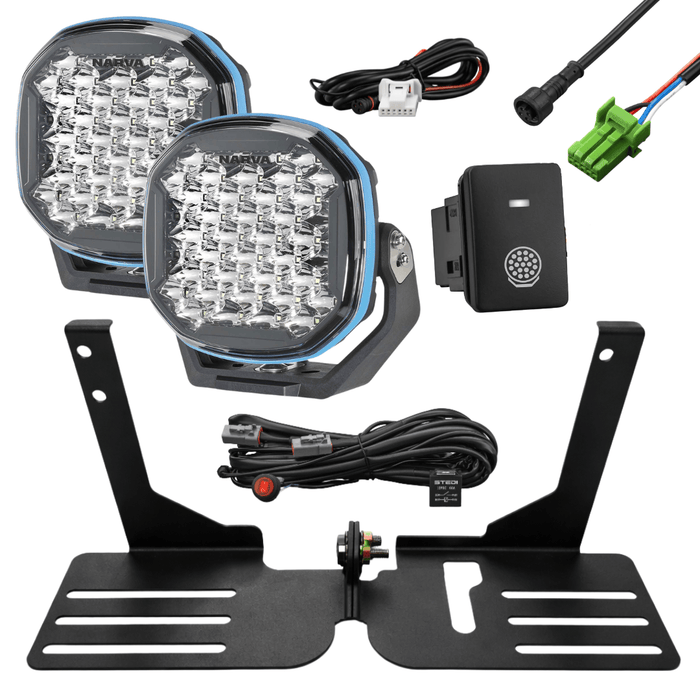 Accelerate Off-Grid Touring Yes - LED Headlights / Narva EX2 7 inch LED Driving Light 12V/24V - Pair Spotlight Mount - N80 Hilux - Behind Grille