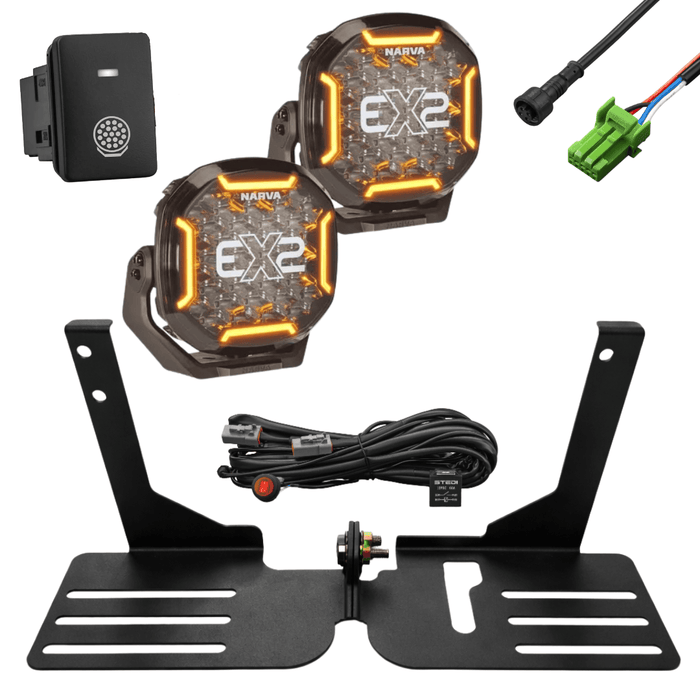 Accelerate Off-Grid Touring Yes / Narva EX2 BLACKOUT 7” Driving Light Spotlight Mount - N80 Hilux - Behind Grille