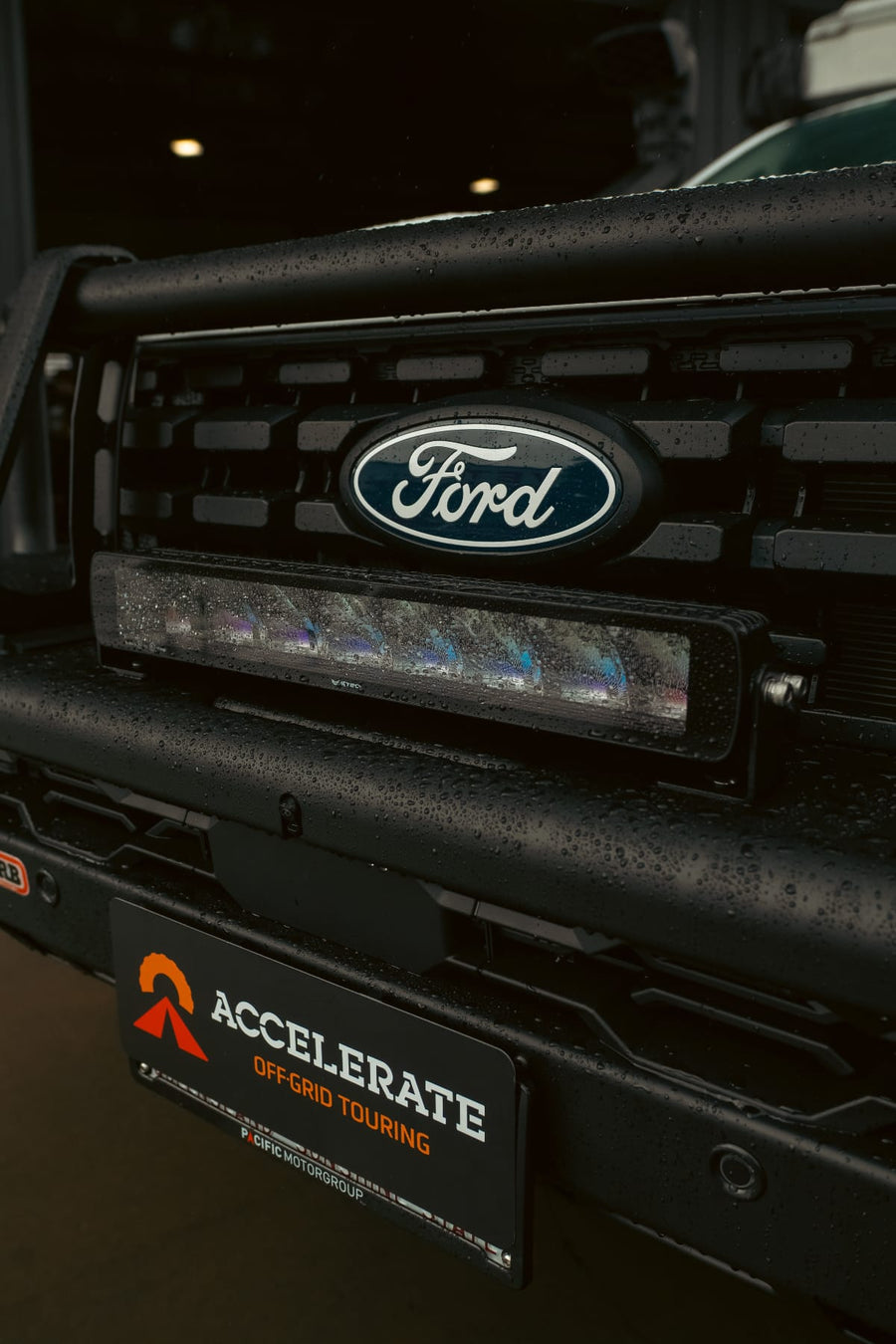 STEDI LED light bar mounted to an ARB bullbar on a Ford Ranger Super Duty