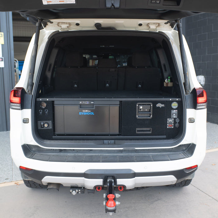 RV Storage Solutions RVSS Signature Series The Evakool Weekender Plus to Suit Toyota Land Cruiser 300 Series & EvaKool 40l Drawer Fridge