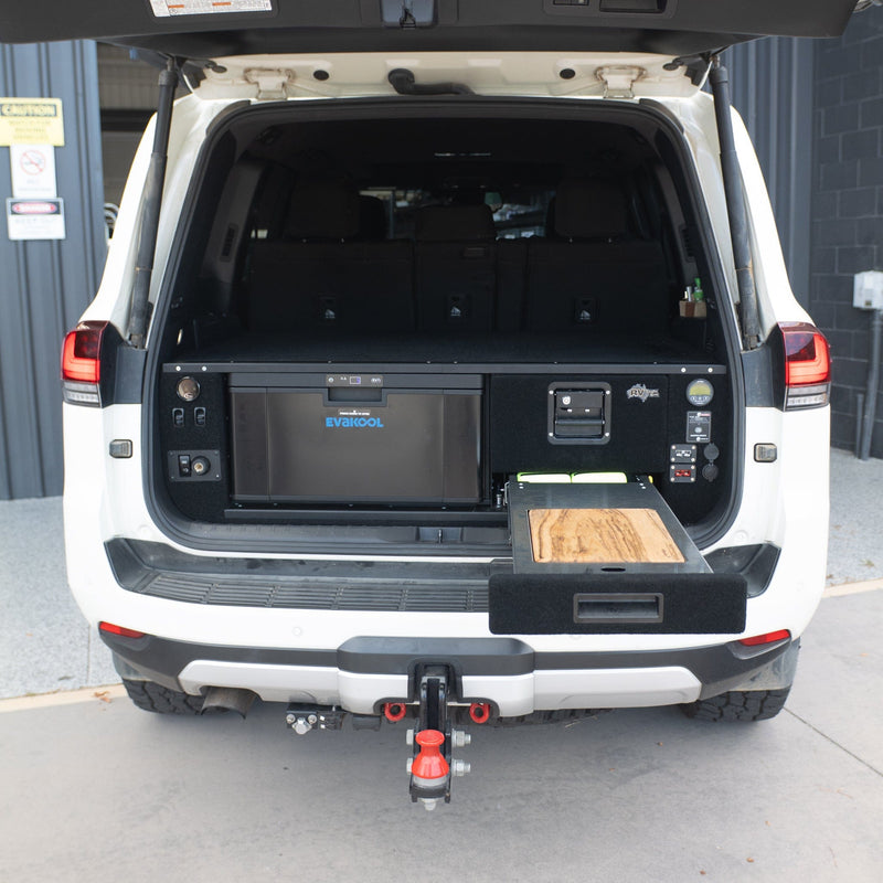 RV Storage Solutions RVSS Signature Series The Evakool Weekender Plus to Suit Toyota Land Cruiser 300 Series & EvaKool 40l Drawer Fridge