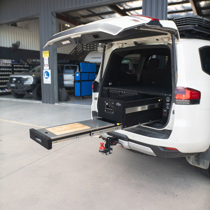 RV Storage Solutions RVSS Signature Series The Evakool Weekender Plus to Suit Toyota Land Cruiser 300 Series & EvaKool 40l Drawer Fridge