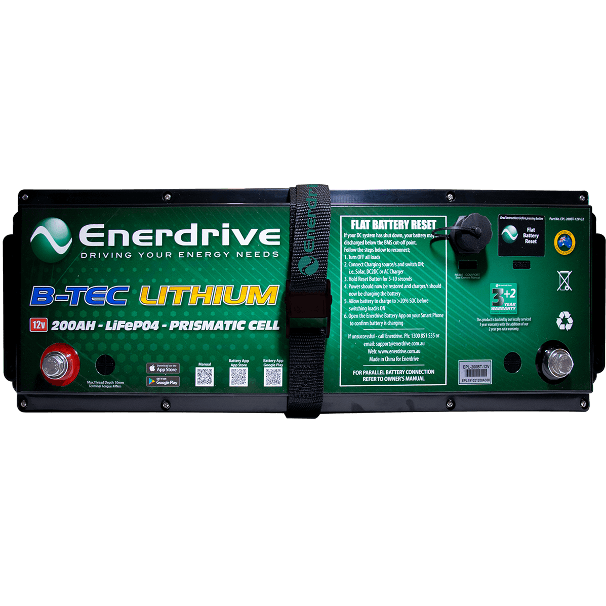 Enerdrive BTEC 12V 200Ah G2 Lithium Battery 5 year warranty — Accelerate OffGrid Touring