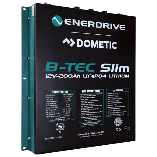 Enerdrive Lithium Battery ENERDRIVE B-TEC 200A 12V Lithium Slimline Lithium Battery - Metal Case