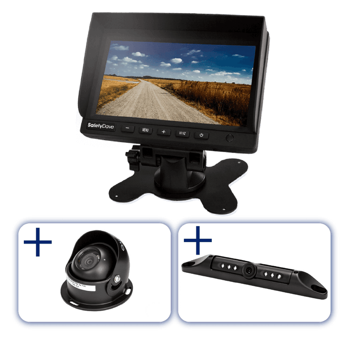 Safety Dave Reverse Camera 5.8 inch Shielded Screen / SD Licence Plate Camera / SD Eyeball Black Reverse Camera Dual Kit for Car & Caravan