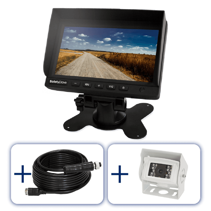 Safety Dave Reverse Camera 5.8 inch Sunshield Rear Vision / SD Square White Reverse Camera Caravan Single Camera Kit