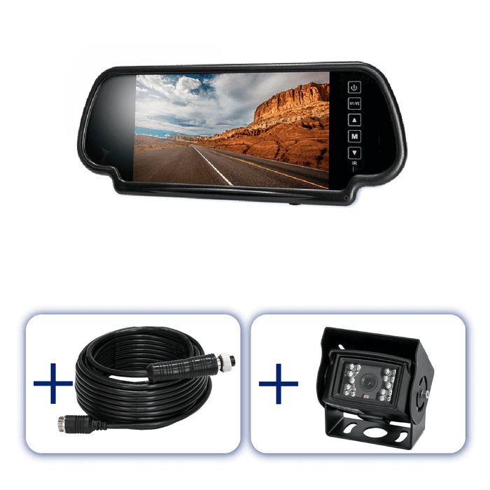 Safety Dave Reverse Camera 7 inch Rear Rear Vision Mirror / SD Square Black Reverse Camera Caravan Single Camera Kit