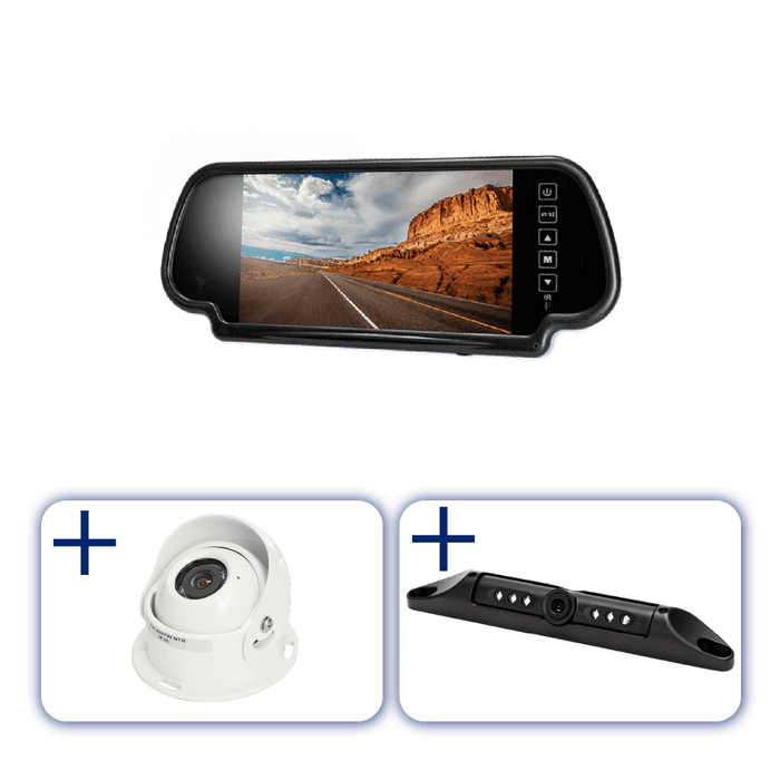 Safety Dave Reverse Camera 7 inch Rear Vision Screen / SD Licence Plate Camera / SD Eyeball White Reverse Camera Dual Kit for Car & Caravan